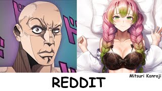 Mitsuri Kanroji VS Reddit (the rock reaction meme)