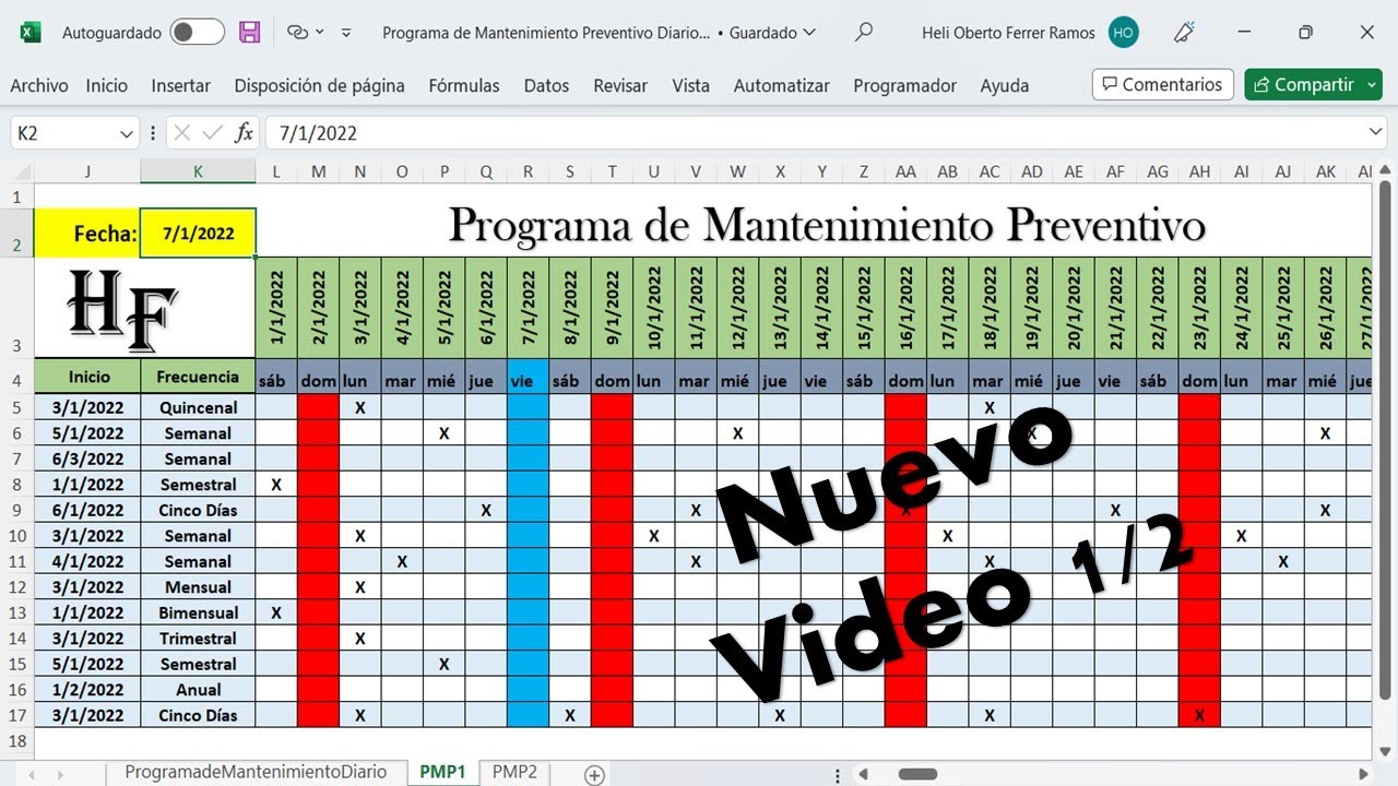 Elaboración de Plantilla para Programas de Mantenimientos Preventivos Diario Video