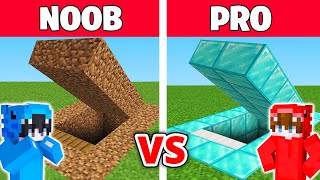 NOOB vs PRO: EN GÜVENLİKLİ YERALTI EVİ YAPI KAPIŞMASI  Minecraft