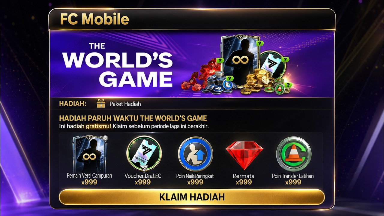 CARA MENDAPATKAN HADIAH PARUH WAKTU EVENT THE WORLD'S GAME KLAIM GRATIS PEMAIN,DRAF DLL FC MOBILE 26