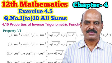 12th Exercise 4.5 Q.No.1( to ) 10  All Sums | Chapter 4 | 12th Mathematics |