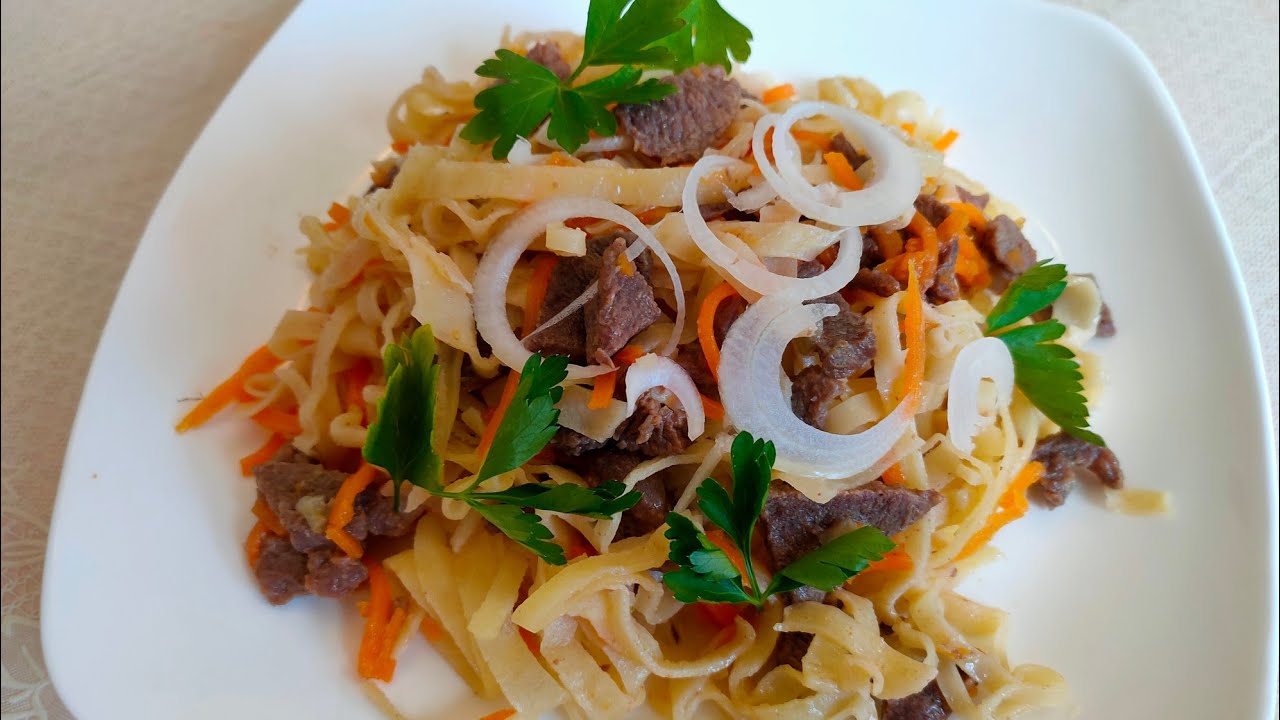 Ұн қуырдақ, цуйван, Өте дәмді тамақ. Очень простой рецепт обед - YouTube