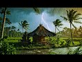 Tropical Sanctuary: Heavy Rain on a Thatched-Roof Hut [4K UHD] Stormy, Heavy Rain, &amp; Rolling Thunder