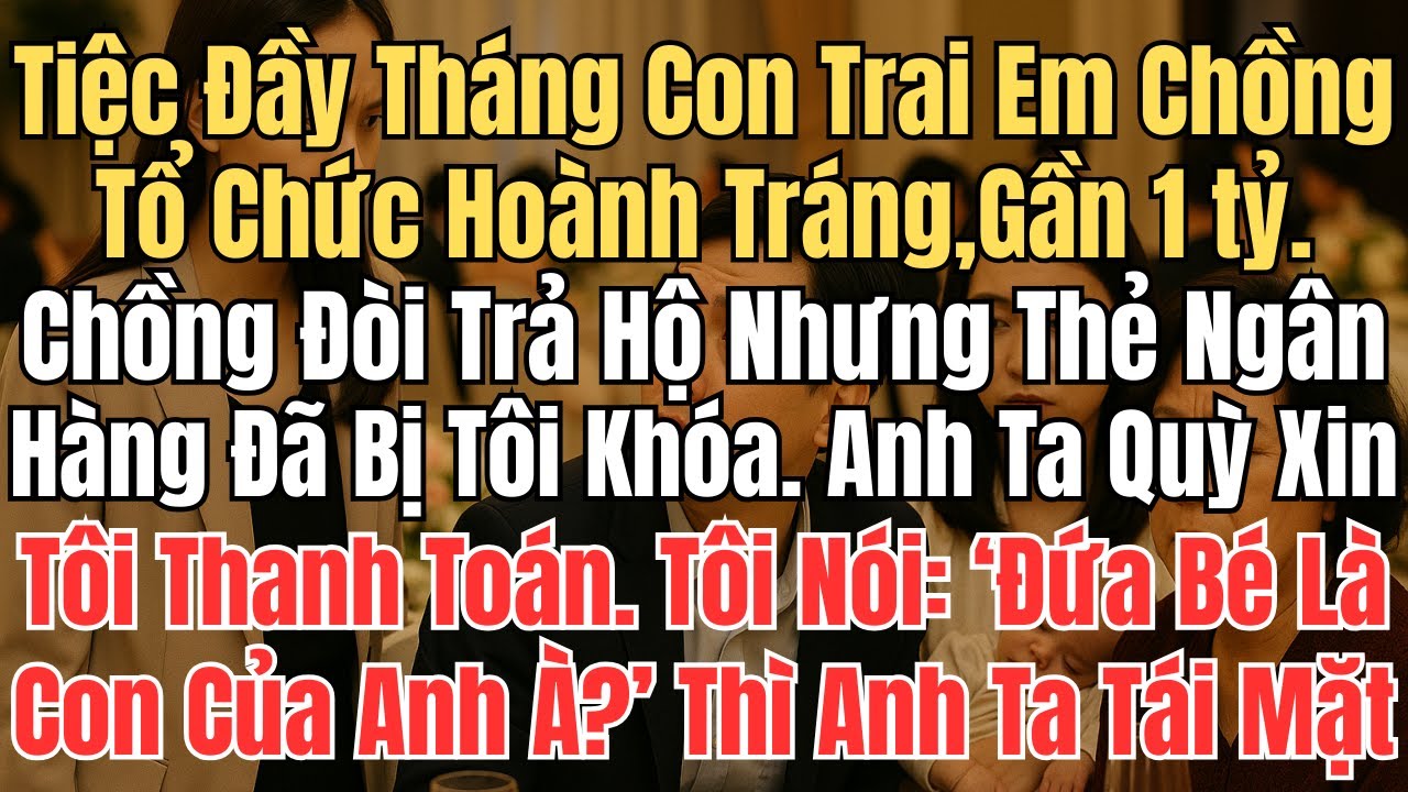 Tiệc đầy tháng cho con trai em chồng tổ chức hoành tráng, hóa đơn gần 1 tỷ  Chồng tôi đòi trả hộ như