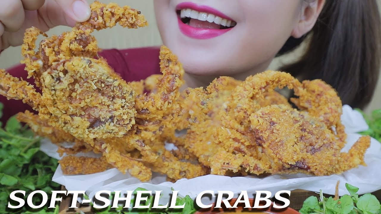 ASMR DEEP FRIED SOFTSHELL CRABS & WATERCRESS EXTRME CRUNCHY EATING