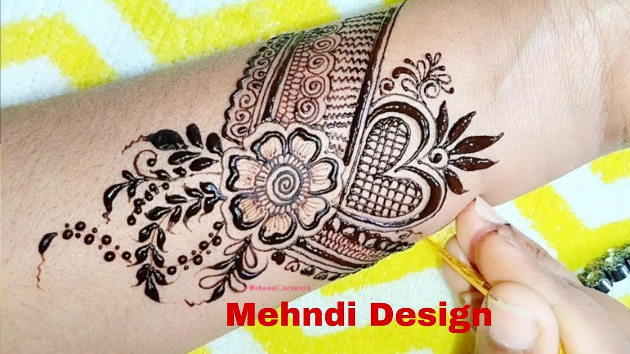 Trending Easy Heart+Flower Arabic Mehndi Design | Unique Heart Full Hand Mehandi Step by Step 