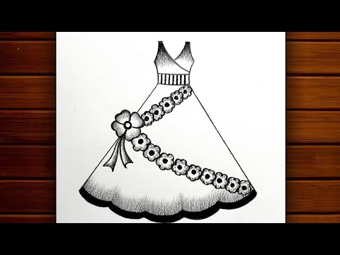 How to draw a girl in beautiful dress || Easy Barbie Dress Drawing|| Easy  girl drawing - YouTube