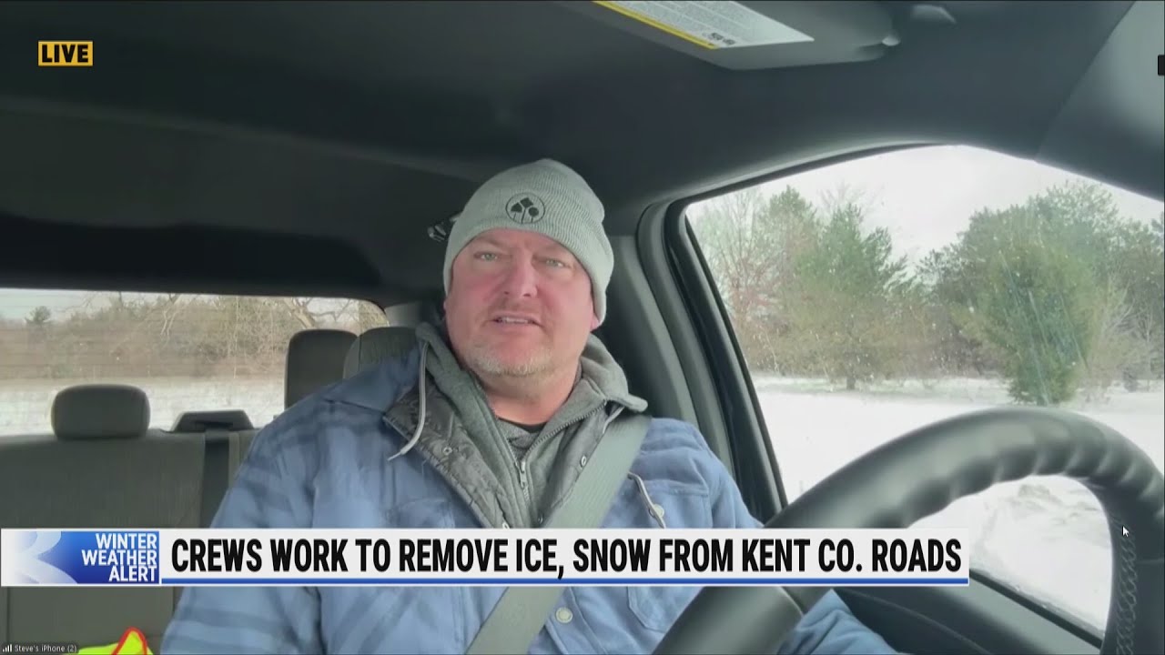 Kent County road crews work to clear roads - YouTube