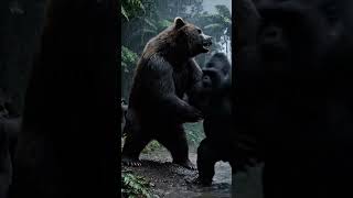 #ClashoryAI #BearRiver #GorillaAttack #RainStorm #AIvideo #Cinematic #JungleBattle #WildlifeAttack