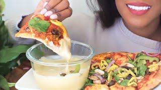 ASMR Eating: Vegan Chorizo Pizza & Cheese Sauce | No Talking