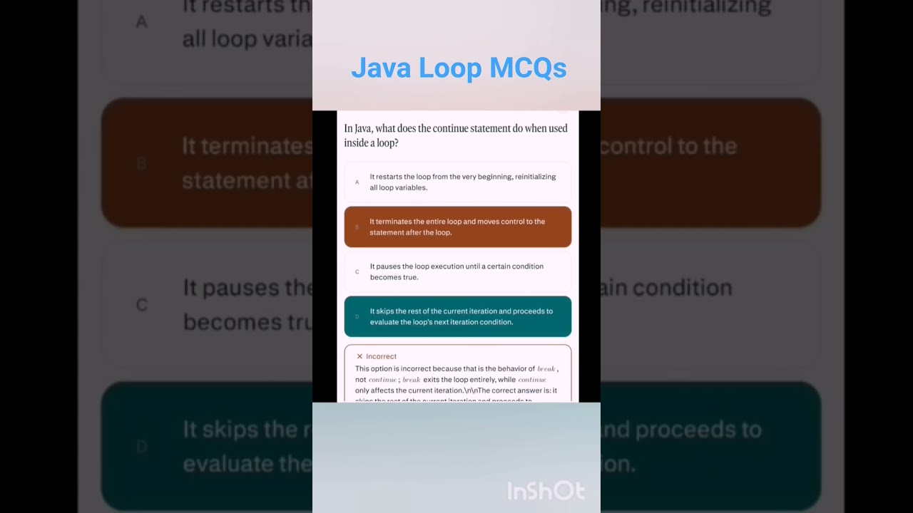Java Loop MCQs. #java #javamcq #javascriptdeveloper #javatutorial #coding #python #javascript #cpp