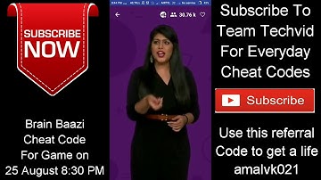 #CHEATCODE | BRAIN BAAZI CHEAT CODE FOR GAME ON 25 AUGUST 8:30 PM