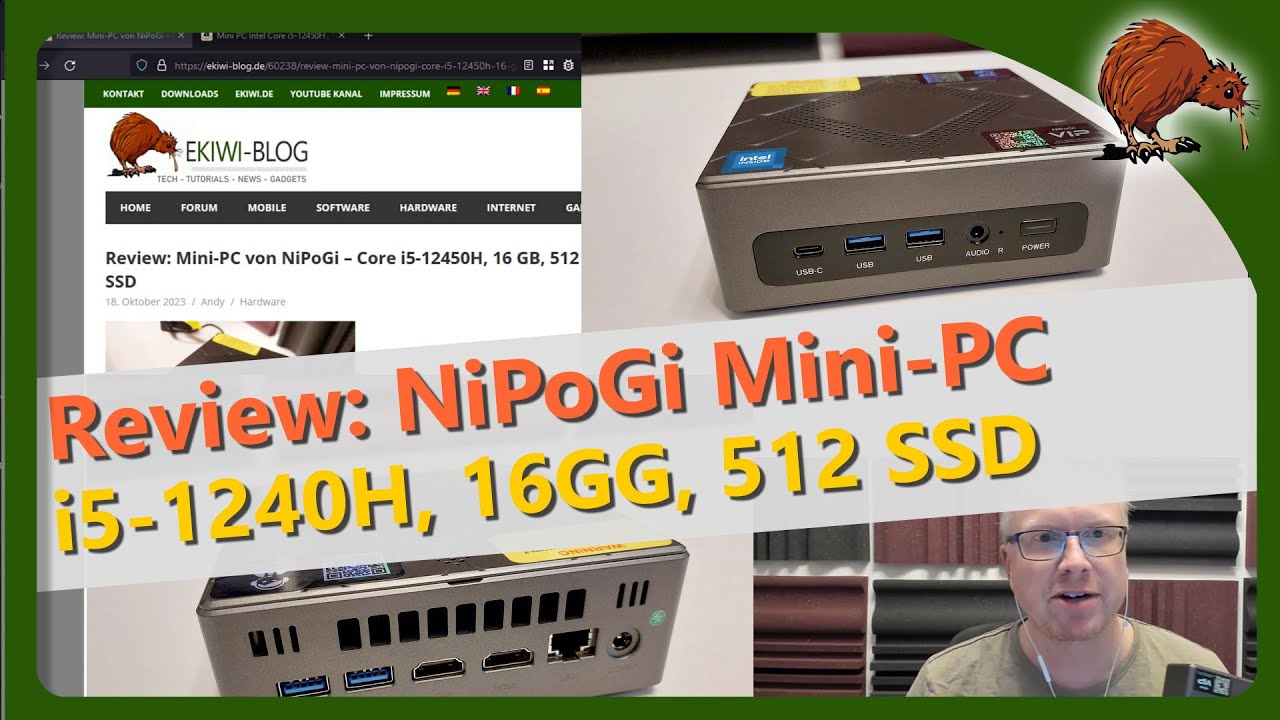 NiPoGi CK10 Mini PC 32GB RAM, Intel Core I5-12450H (fino A 4,4 GHz, 8C/