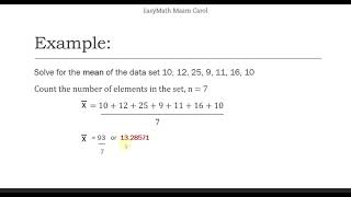 Mathematical Models for Mean, Median and Mode (C# programming preparation). ITEC 203 Lesson 3