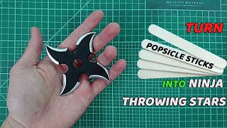 Turning Popsicle Sticks into A Cool Cyclone Ninja Throwing Stars(#3)- Free Template| Craft DXN
