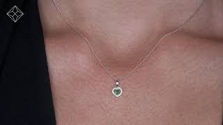 Stellato Emerald and Diamond Heart Necklace in 9K White Gold - G4152
