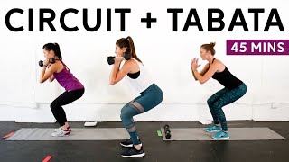Circuit + Tabata Workout (Dumbbells + Mini Band) // 45-Minute Class