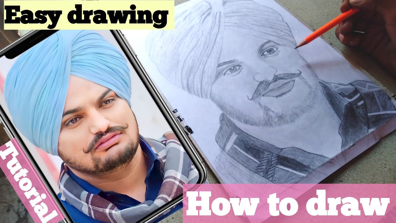 Sidhu Moose wala drawing How to draw Sidhu moose wala Sidhu Moose wala /RIP 😭 YouTube