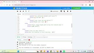 A Python code for a treasure hunt game