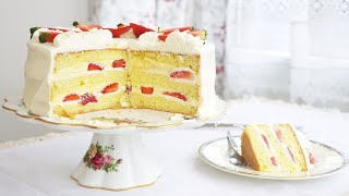 Elegant Italian cake with strawberries - light, delicate and pleasant