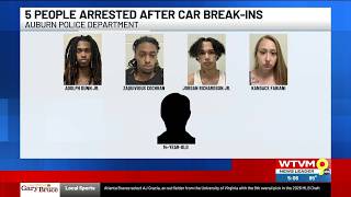 5 people arrested after car break-ins in Auburn