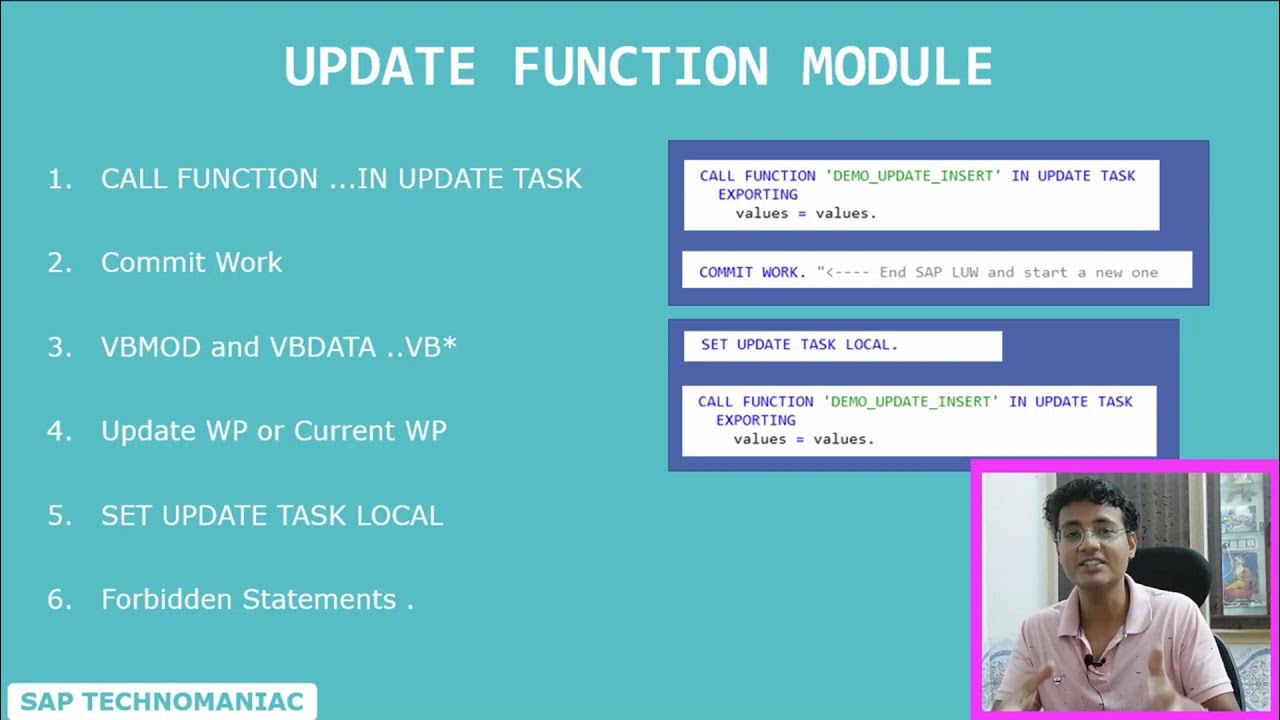 Update function module in SAP ABAP explained in detail - YouTube