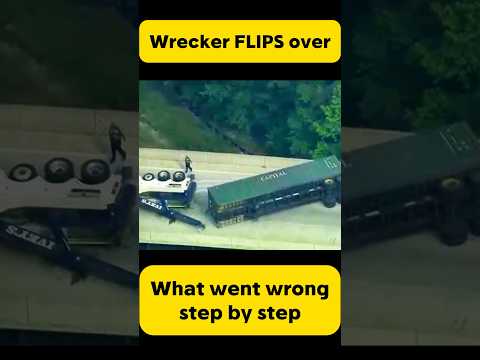 Wrecker Tow Truck Flips Over!