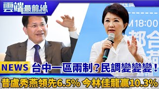 台中一區兩制?民調變變變! 昔盧秀燕領先6.5% 今林佳龍贏10.3% |雲端最前線 EP460精華 台中一區兩制?民調變變變! 昔盧秀燕領先6.5% 今林佳龍贏10.3% |雲端最前線 EP460精華