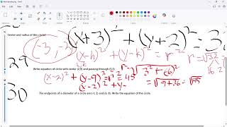 Geometry Test Review Questions - Some Circles
