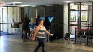 Students do a DoubleTake at UT Tyler with the World's Largest Glass Kinect and Touch Screen!