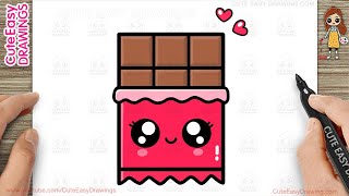 How to Draw a Cute Chocolate Bar Simple \& Easy for Kids