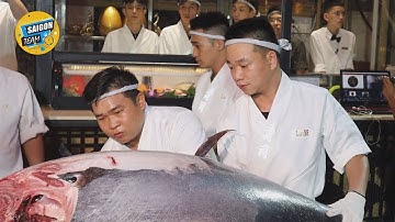 Độc đáo màn xẻ cá ngừ vây xanh "cực khủng" 148kg | Saigon Team