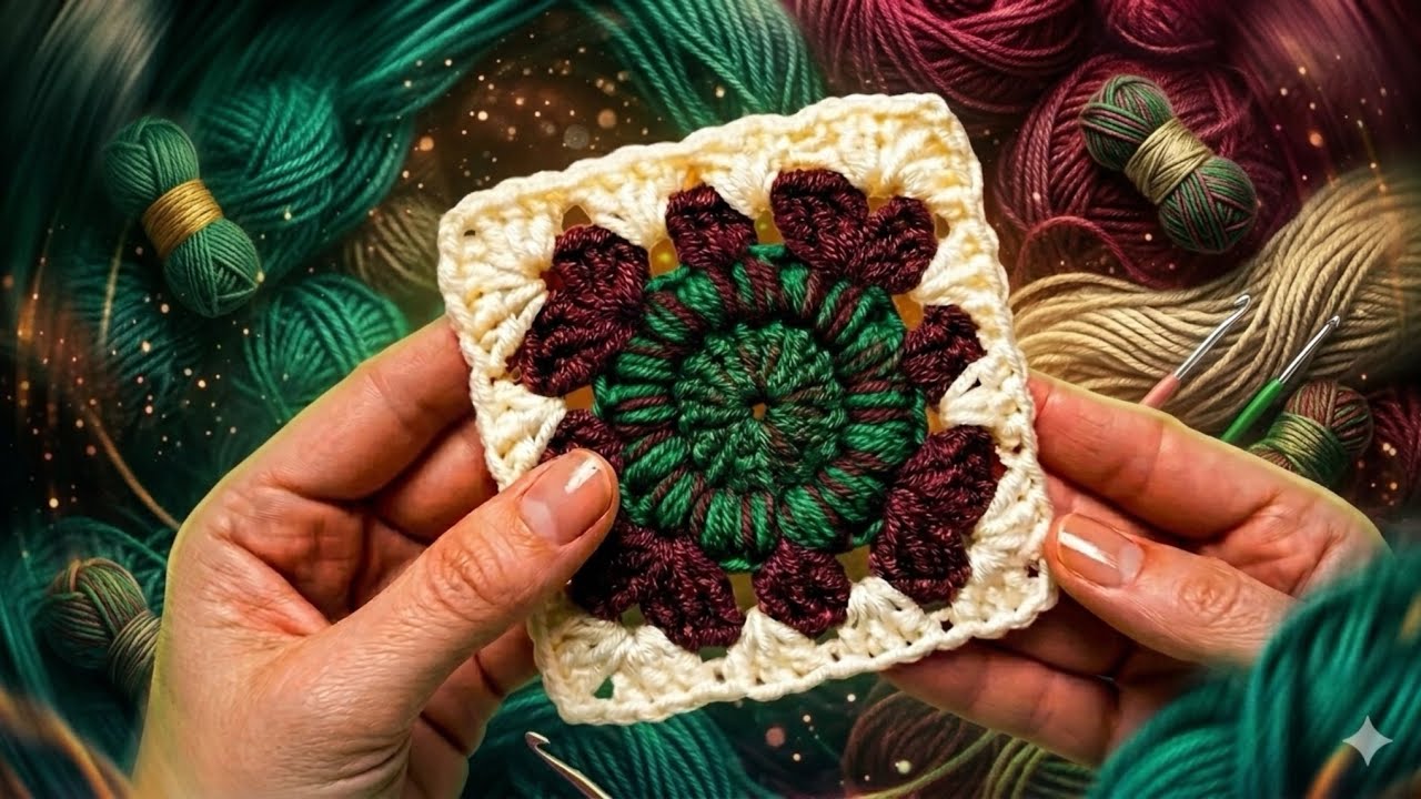 Left Handed Beautiful crochet granny square 