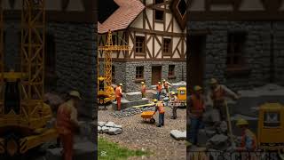 Miniature Workers Building a Giant Village House - Surreal Construction in a Tiny World