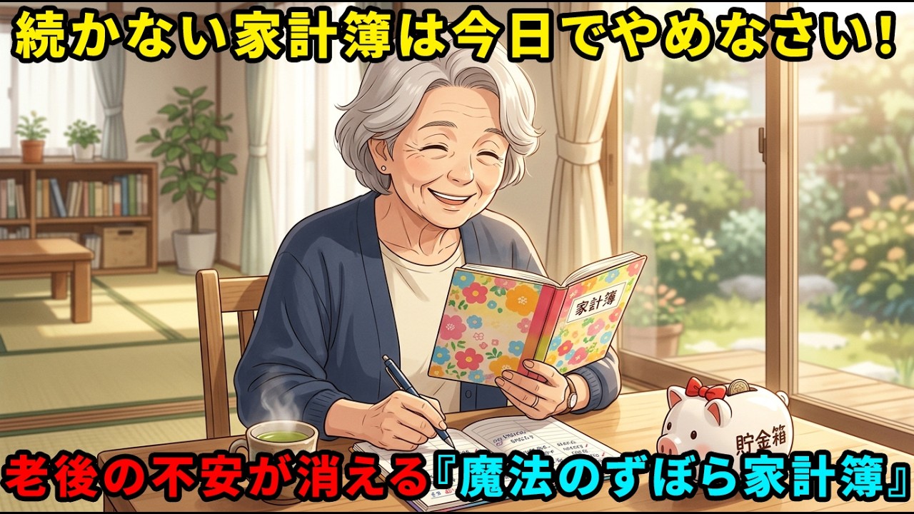 【老後の貯金】60代からのお金の不安がスッと消滅！三日坊主でも絶対にお金が貯まる『魔法のずぼら家計簿』の恐るべき効果とつけ方【シニア・節約】