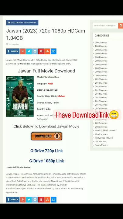 JAWAN MOVIE DOWNLOAD LINK FULL HD CAM