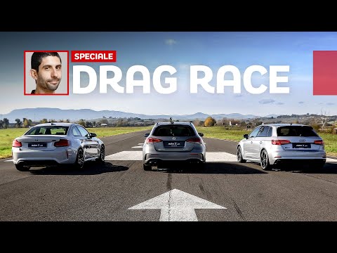 Mercedes A45 S AMG vs Audi RS3 vs BMW M2 Competition | DRAG RACE [ENGLISH SUB]