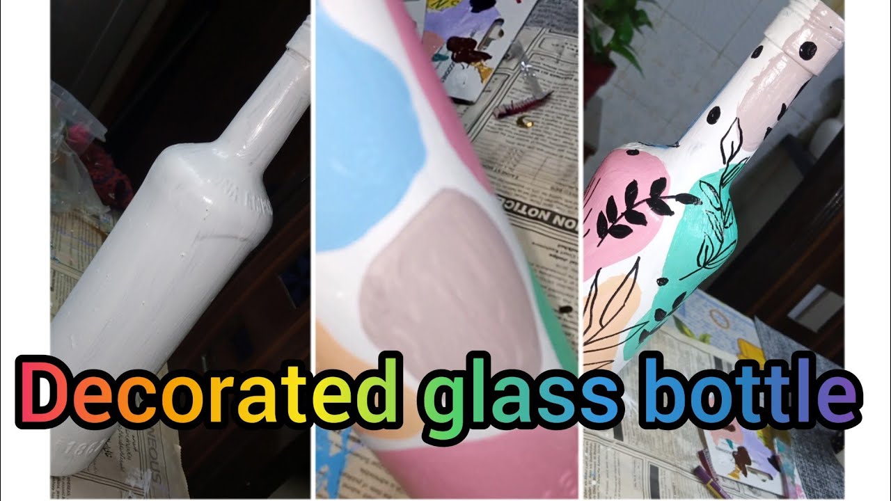 Hand painted glass bottle/decorated glass bottles/how to paint/tutorial