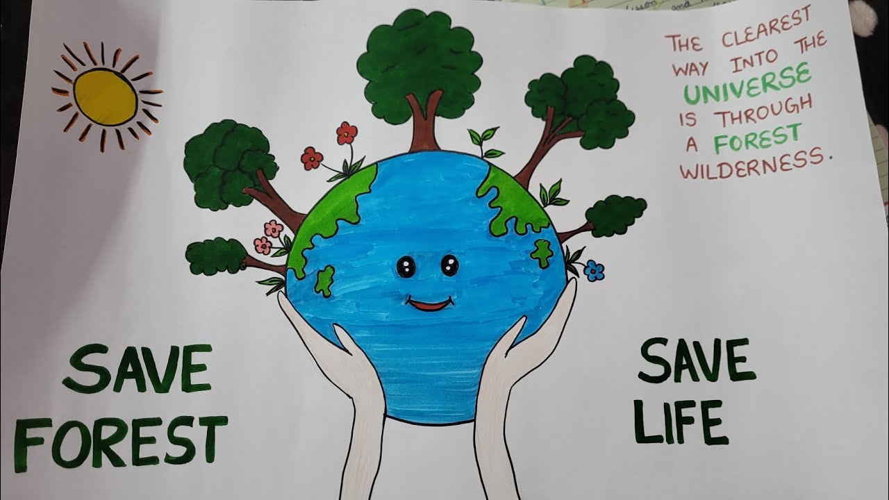 Save forest easy poster making | save earth poster chart making easy | earth chart making  easy  