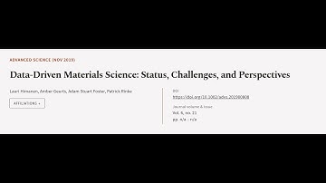 Data‐Driven Materials Science: Status, Challenges, and Perspectives | RTCL.TV