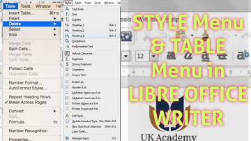 STYLE MENU & TABLE MENU IN LIBRE OFFICE WRITER