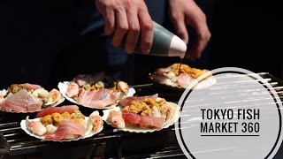 Famous Tsukiji Fish Market Tokyo, Japan 360 TOUR