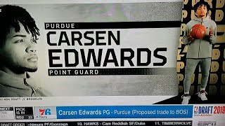 Philadelphia 76ers Select Carsen Edwards with #33rd Pick 2019 NBA Draft