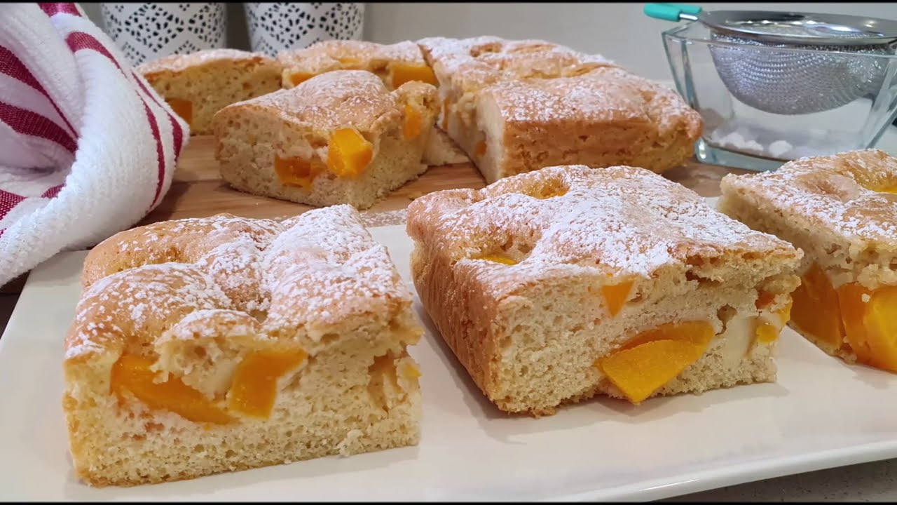 BIZCOCHO DE MELOCOTÓN perfecto para la merienda o el desayuno - TORTA DE DURAZNO