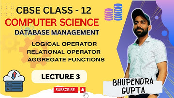 Relational, Logical Operator and Aggregate Function ||Operator and Function || Class 12 Computer Sci