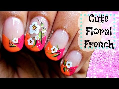 SPRING/SUMMER NAILART | Bright Floral French Manicure.