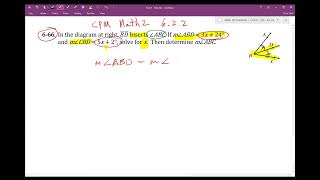 CPM Math 2 Section 6.2.2 #6-66 (Use angle relationships to solve for x)