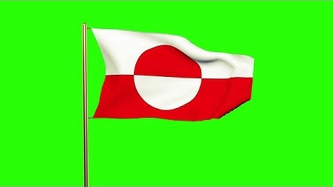 Greenland Flag Waving In The Wind. Green Screen, Alpha Matte. Loopable Animation Stock Animation