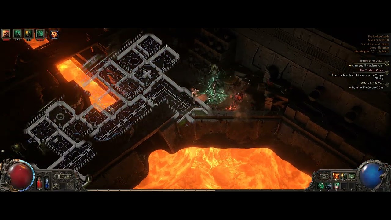 Path of Exile 2 Clearing the molten vault on my infernalist.
