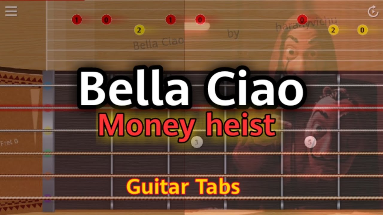 bella-ciao-simple-guitar-tabs-on-mobile-guitar-money-heist-netflix-le